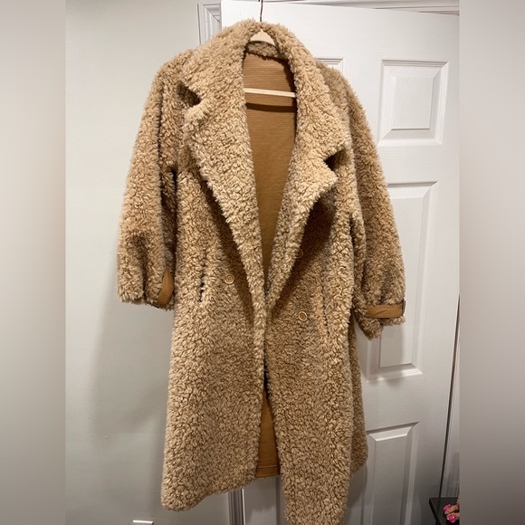 Shearling Cozy Tan Teddy Coat - Picture 1 of 4